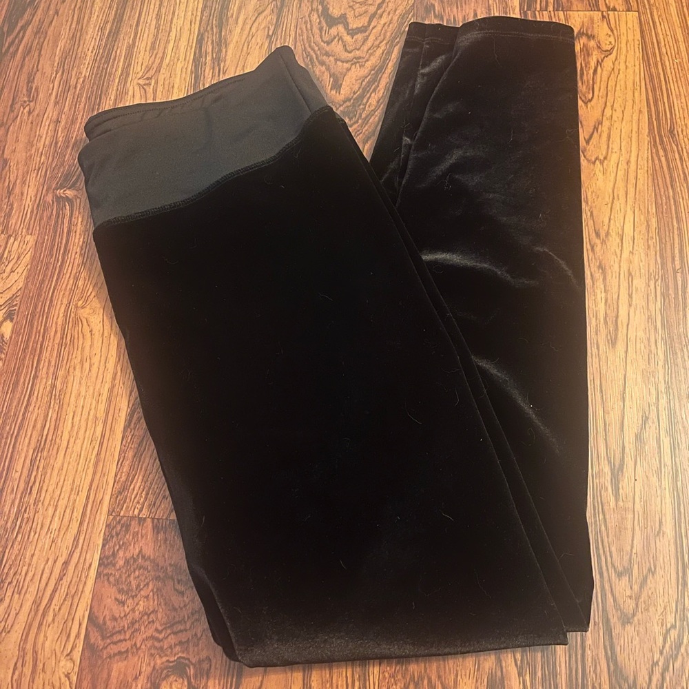 Bebe Sport Black Velvet Leggings, Size XL